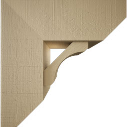 Ekena Millwork - BKTUR0756X20X20LEC06RCPR - Timberthane Faux Wood Legacy Style Bracket w/ Offset Brace, Slat Ends, 7 1/2"W x 20"D x 20"H, Primed Tan
