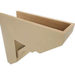 Ekena Millwork - BKTUR0756X20X20LEC06RCPR - Timberthane Faux Wood Legacy Style Bracket w/ Offset Brace, Slat Ends, 7 1/2"W x 20"D x 20"H, Primed Tan