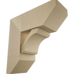 Ekena Millwork - BKTUR0756X20X20LEC06RCPR - Timberthane Faux Wood Legacy Style Bracket w/ Offset Brace, Slat Ends, 7 1/2"W x 20"D x 20"H, Primed Tan