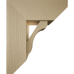 Ekena Millwork - BKTUR0756X20X24LEC06RCPR - Timberthane Faux Wood Legacy Style Bracket w/ Offset Brace, Slat Ends, 7 1/2"W x 20"D x 24"H, Primed Tan