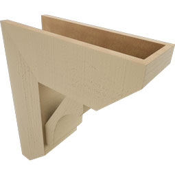 Ekena Millwork - BKTUR0756X20X24LEC06RCPR - Timberthane Faux Wood Legacy Style Bracket w/ Offset Brace, Slat Ends, 7 1/2"W x 20"D x 24"H, Primed Tan
