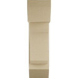 Ekena Millwork - BKTUR0756X20X28LEC06RCPR - Timberthane Faux Wood Legacy Style Bracket w/ Offset Brace, Slat Ends, 7 1/2"W x 20"D x 28"H, Primed Tan