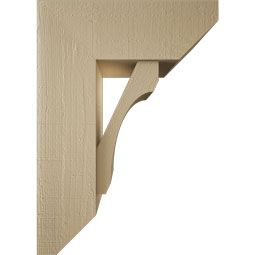 Ekena Millwork - BKTUR0756X20X28LEC06RCPR - Timberthane Faux Wood Legacy Style Bracket w/ Offset Brace, Slat Ends, 7 1/2"W x 20"D x 28"H, Primed Tan