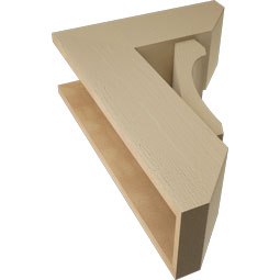 Ekena Millwork - BKTUR0756X20X28LEC06RCPR - Timberthane Faux Wood Legacy Style Bracket w/ Offset Brace, Slat Ends, 7 1/2"W x 20"D x 28"H, Primed Tan