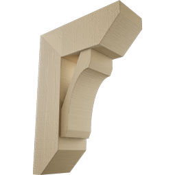 Ekena Millwork - BKTUR0756X20X28LEC06RCPR - Timberthane Faux Wood Legacy Style Bracket w/ Offset Brace, Slat Ends, 7 1/2"W x 20"D x 28"H, Primed Tan