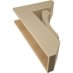 Ekena Millwork - BKTUR0756X20X32LEC06RCPR - Timberthane Faux Wood Legacy Style Bracket w/ Offset Brace, Slat Ends, 7 1/2"W x 20"D x 32"H, Primed Tan