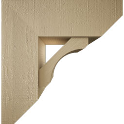 Ekena Millwork - BKTUR0756X22X22LEC06RCPR - Timberthane Faux Wood Legacy Style Bracket w/ Offset Brace, Slat Ends, 7 1/2"W x 22"D x 22"H, Primed Tan