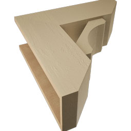 Ekena Millwork - BKTUR0756X22X22LEC06RCPR - Timberthane Faux Wood Legacy Style Bracket w/ Offset Brace, Slat Ends, 7 1/2"W x 22"D x 22"H, Primed Tan
