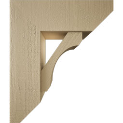 Ekena Millwork - BKTUR0756X22X26LEC06RCPR - Timberthane Faux Wood Legacy Style Bracket w/ Offset Brace, Slat Ends, 7 1/2"W x 22"D x 26"H, Primed Tan