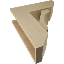 Ekena Millwork - BKTUR0756X22X26LEC06RCPR - Timberthane Faux Wood Legacy Style Bracket w/ Offset Brace, Slat Ends, 7 1/2"W x 22"D x 26"H, Primed Tan