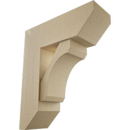 Ekena Millwork - BKTUR0756X22X26LEC06RCPR - Timberthane Faux Wood Legacy Style Bracket w/ Offset Brace, Slat Ends, 7 1/2"W x 22"D x 26"H, Primed Tan