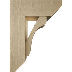 Ekena Millwork - BKTUR0756X22X30LEC06RCPR - Timberthane Faux Wood Legacy Style Bracket w/ Offset Brace, Slat Ends, 7 1/2"W x 22"D x 30"H, Primed Tan