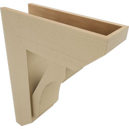 Ekena Millwork - BKTUR0756X22X30LEC06RCPR - Timberthane Faux Wood Legacy Style Bracket w/ Offset Brace, Slat Ends, 7 1/2"W x 22"D x 30"H, Primed Tan