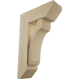 Ekena Millwork - BKTUR0756X22X34LEC06RCPR - Timberthane Faux Wood Legacy Style Bracket w/ Offset Brace, Slat Ends, 7 1/2"W x 22"D x 34"H, Primed Tan