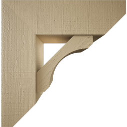Ekena Millwork - BKTUR0756X24X24LEC06RCPR - Timberthane Faux Wood Legacy Style Bracket w/ Offset Brace, Slat Ends, 7 1/2"W x 24"D x 24"H, Primed Tan
