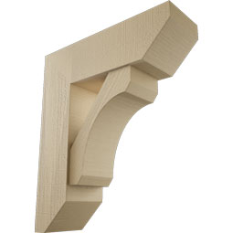 Ekena Millwork - BKTUR0756X24X28LEC06RCPR - Timberthane Faux Wood Legacy Style Bracket w/ Offset Brace, Slat Ends, 7 1/2"W x 24"D x 28"H, Primed Tan