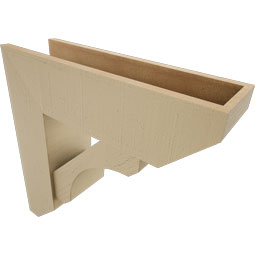 Ekena Millwork - BKTUR0756X26X26LEC06RCPR - Timberthane Faux Wood Legacy Style Bracket w/ Offset Brace, Slat Ends, 7 1/2"W x 26"D x 26"H, Primed Tan