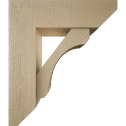 Ekena Millwork - BKTUR0756X26X30LEC06RCPR - Timberthane Faux Wood Legacy Style Bracket w/ Offset Brace, Slat Ends, 7 1/2"W x 26"D x 30"H, Primed Tan
