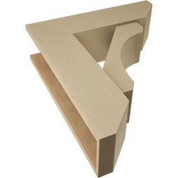 Ekena Millwork - BKTUR0756X26X30LEC06RCPR - Timberthane Faux Wood Legacy Style Bracket w/ Offset Brace, Slat Ends, 7 1/2"W x 26"D x 30"H, Primed Tan