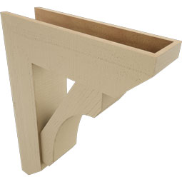 Ekena Millwork - BKTUR0756X26X34LEC06RCPR - Timberthane Faux Wood Legacy Style Bracket w/ Offset Brace, Slat Ends, 7 1/2"W x 26"D x 34"H, Primed Tan