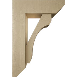 Ekena Millwork - BKTUR0756X26X38LEC06RCPR - Timberthane Faux Wood Legacy Style Bracket w/ Offset Brace, Slat Ends, 7 1/2"W x 26"D x 38"H, Primed Tan