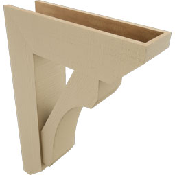 Ekena Millwork - BKTUR0756X26X38LEC06RCPR - Timberthane Faux Wood Legacy Style Bracket w/ Offset Brace, Slat Ends, 7 1/2"W x 26"D x 38"H, Primed Tan