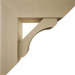 Ekena Millwork - BKTUR0756X28X28LEC06RCPR - Timberthane Faux Wood Legacy Style Bracket w/ Offset Brace, Slat Ends, 7 1/2"W x 28"D x 28"H, Primed Tan