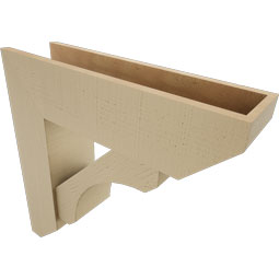 Ekena Millwork - BKTUR0756X28X28LEC06RCPR - Timberthane Faux Wood Legacy Style Bracket w/ Offset Brace, Slat Ends, 7 1/2"W x 28"D x 28"H, Primed Tan