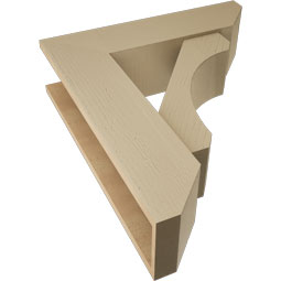 Ekena Millwork - BKTUR0756X28X32LEC06RCPR - Timberthane Faux Wood Legacy Style Bracket w/ Offset Brace, Slat Ends, 7 1/2"W x 28"D x 32"H, Primed Tan