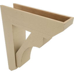 Ekena Millwork - BKTUR0756X28X36LEC06RCPR - Timberthane Faux Wood Legacy Style Bracket w/ Offset Brace, Slat Ends, 7 1/2"W x 28"D x 36"H, Primed Tan
