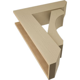Ekena Millwork - BKTUR0756X28X36LEC06RCPR - Timberthane Faux Wood Legacy Style Bracket w/ Offset Brace, Slat Ends, 7 1/2"W x 28"D x 36"H, Primed Tan