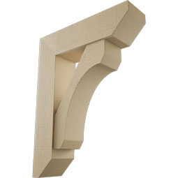 Ekena Millwork - BKTUR0756X28X36LEC06RCPR - Timberthane Faux Wood Legacy Style Bracket w/ Offset Brace, Slat Ends, 7 1/2"W x 28"D x 36"H, Primed Tan