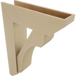 Ekena Millwork - BKTUR0756X28X40LEC06RCPR - Timberthane Faux Wood Legacy Style Bracket w/ Offset Brace, Slat Ends, 7 1/2"W x 28"D x 40"H, Primed Tan