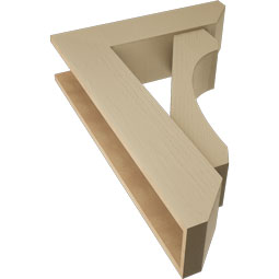 Ekena Millwork - BKTUR0756X28X40LEC06RCPR - Timberthane Faux Wood Legacy Style Bracket w/ Offset Brace, Slat Ends, 7 1/2"W x 28"D x 40"H, Primed Tan