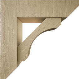 Ekena Millwork - BKTUR0756X30X30LEC06RCPR - Timberthane Faux Wood Legacy Style Bracket w/ Offset Brace, Slat Ends, 7 1/2"W x 30"D x 30"H, Primed Tan