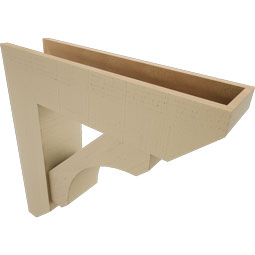 Ekena Millwork - BKTUR0756X30X30LEC06RCPR - Timberthane Faux Wood Legacy Style Bracket w/ Offset Brace, Slat Ends, 7 1/2"W x 30"D x 30"H, Primed Tan