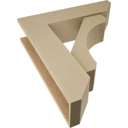 Ekena Millwork - BKTUR0756X30X34LEC06RCPR - Timberthane Faux Wood Legacy Style Bracket w/ Offset Brace, Slat Ends, 7 1/2"W x 30"D x 34"H, Primed Tan
