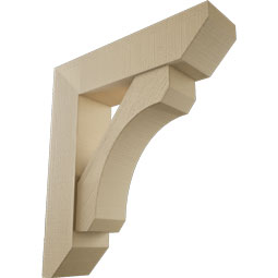 Ekena Millwork - BKTUR0756X30X34LEC06RCPR - Timberthane Faux Wood Legacy Style Bracket w/ Offset Brace, Slat Ends, 7 1/2"W x 30"D x 34"H, Primed Tan