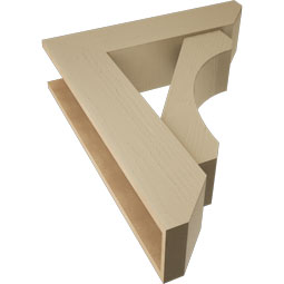 Ekena Millwork - BKTUR0756X30X36LEC06RCPR - Timberthane Faux Wood Legacy Style Bracket w/ Offset Brace, Slat Ends, 7 1/2"W x 30"D x 36"H, Primed Tan
