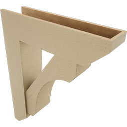 Ekena Millwork - BKTUR0756X30X38LEC06RCPR - Timberthane Faux Wood Legacy Style Bracket w/ Offset Brace, Slat Ends, 7 1/2"W x 30"D x 38"H, Primed Tan