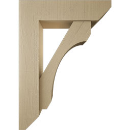 Ekena Millwork - BKTUR0756X30X42LEC06RCPR - Timberthane Faux Wood Legacy Style Bracket w/ Offset Brace, Slat Ends, 7 1/2"W x 30"D x 42"H, Primed Tan
