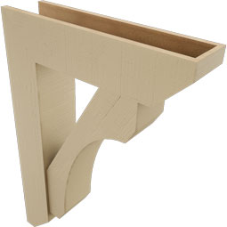 Ekena Millwork - BKTUR0756X30X42LEC06RCPR - Timberthane Faux Wood Legacy Style Bracket w/ Offset Brace, Slat Ends, 7 1/2"W x 30"D x 42"H, Primed Tan