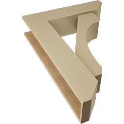 Ekena Millwork - BKTUR0756X30X42LEC06RCPR - Timberthane Faux Wood Legacy Style Bracket w/ Offset Brace, Slat Ends, 7 1/2"W x 30"D x 42"H, Primed Tan