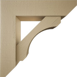 Ekena Millwork - BKTUR0756X32X32LEC06RCPR - Timberthane Faux Wood Legacy Style Bracket w/ Offset Brace, Slat Ends, 7 1/2"W x 32"D x 32"H, Primed Tan