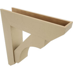 Ekena Millwork - BKTUR0756X32X36LEC06RCPR - Timberthane Faux Wood Legacy Style Bracket w/ Offset Brace, Slat Ends, 7 1/2"W x 32"D x 36"H, Primed Tan