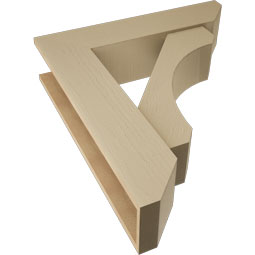 Ekena Millwork - BKTUR0756X32X36LEC06RCPR - Timberthane Faux Wood Legacy Style Bracket w/ Offset Brace, Slat Ends, 7 1/2"W x 32"D x 36"H, Primed Tan