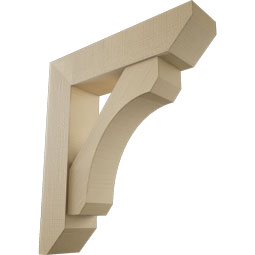 Ekena Millwork - BKTUR0756X32X36LEC06RCPR - Timberthane Faux Wood Legacy Style Bracket w/ Offset Brace, Slat Ends, 7 1/2"W x 32"D x 36"H, Primed Tan