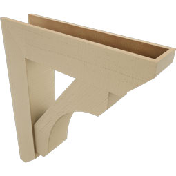 Ekena Millwork - BKTUR0756X32X38LEC06RCPR - Timberthane Faux Wood Legacy Style Bracket w/ Offset Brace, Slat Ends, 7 1/2"W x 32"D x 38"H, Primed Tan