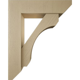 Ekena Millwork - BKTUR0756X32X40LEC06RCPR - Timberthane Faux Wood Legacy Style Bracket w/ Offset Brace, Slat Ends, 7 1/2"W x 32"D x 40"H, Primed Tan