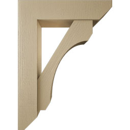 Ekena Millwork - BKTUR0756X32X44LEC06RCPR - Timberthane Faux Wood Legacy Style Bracket w/ Offset Brace, Slat Ends, 7 1/2"W x 32"D x 44"H, Primed Tan